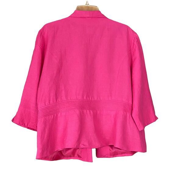 Jessica Howard Open Front Lightweight Jacket Size 22 Petite Hot Pink Linen Blend - Picture 2 of 3